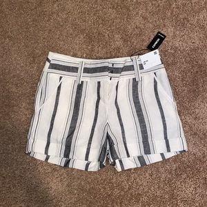 Express Grey and White Striped Shorts